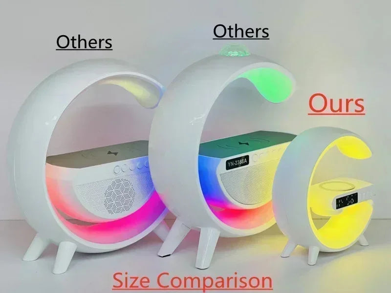 Christmas Gift 5.9" Fast Wireless Charger Desktop Stand Bluetooth Speaker TF Clock RGB Atmosphere Light Lamp For iPhone Samsung
