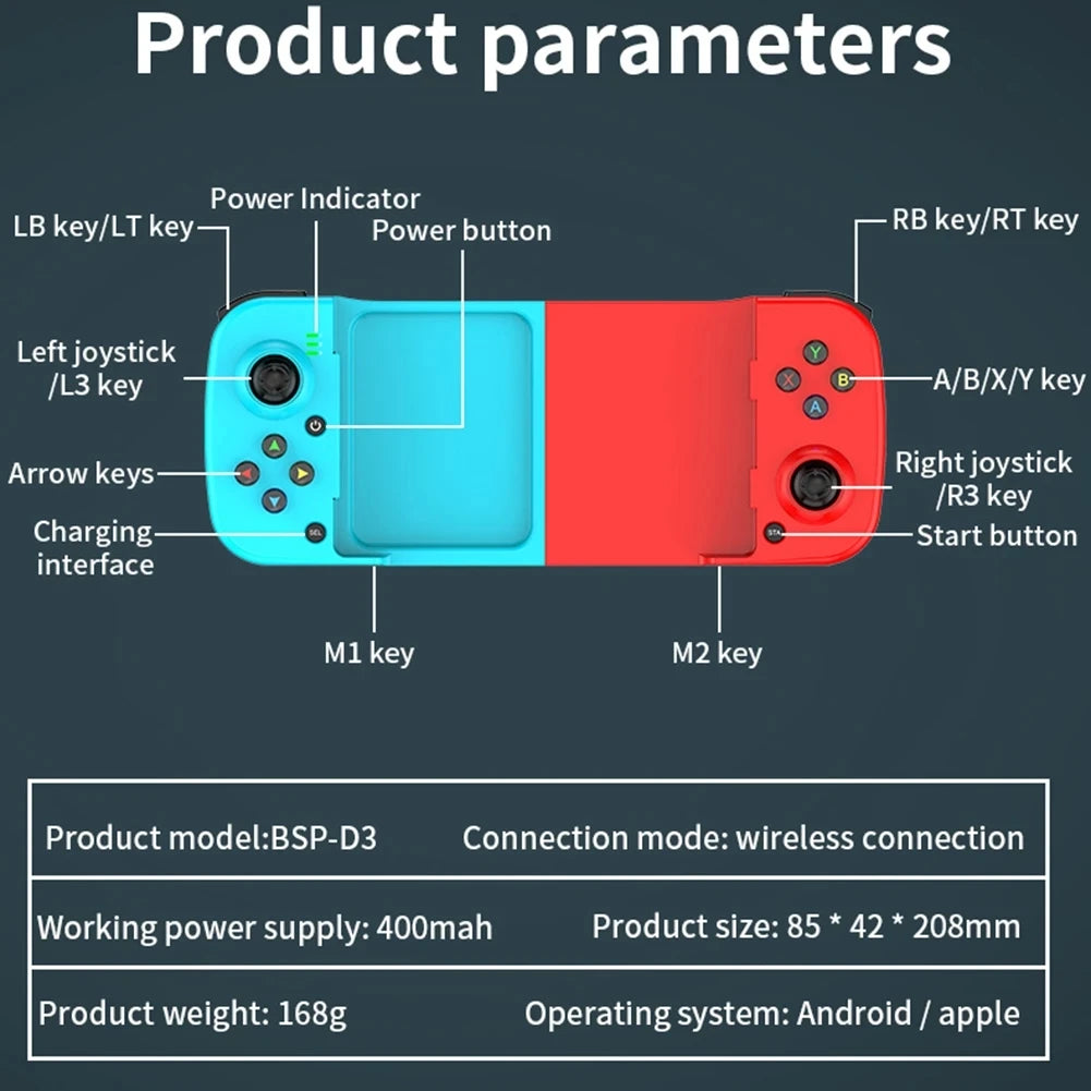 Gamepad Telescopic Joystick D3 For PS4 Phone Stretching Joystick BT 5.0 Wireless Game Controller Apple IOS Android PUBG Switch