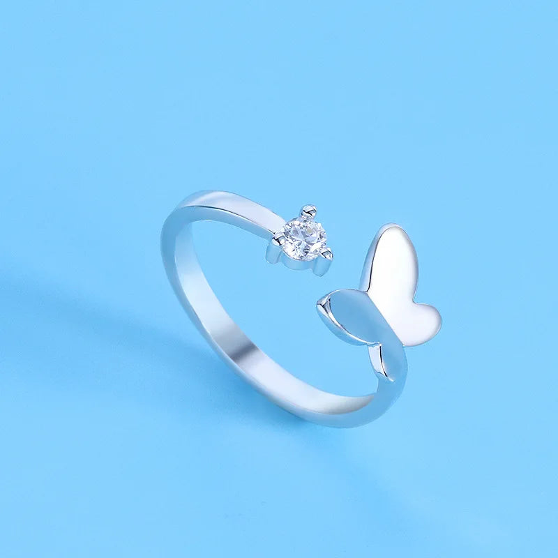Hot 925 Sterling Silver Ring AAA Zircon Adjustable Simplicity Fashion Exquisite Women Jewelry Accessories Wedding Party Gift
