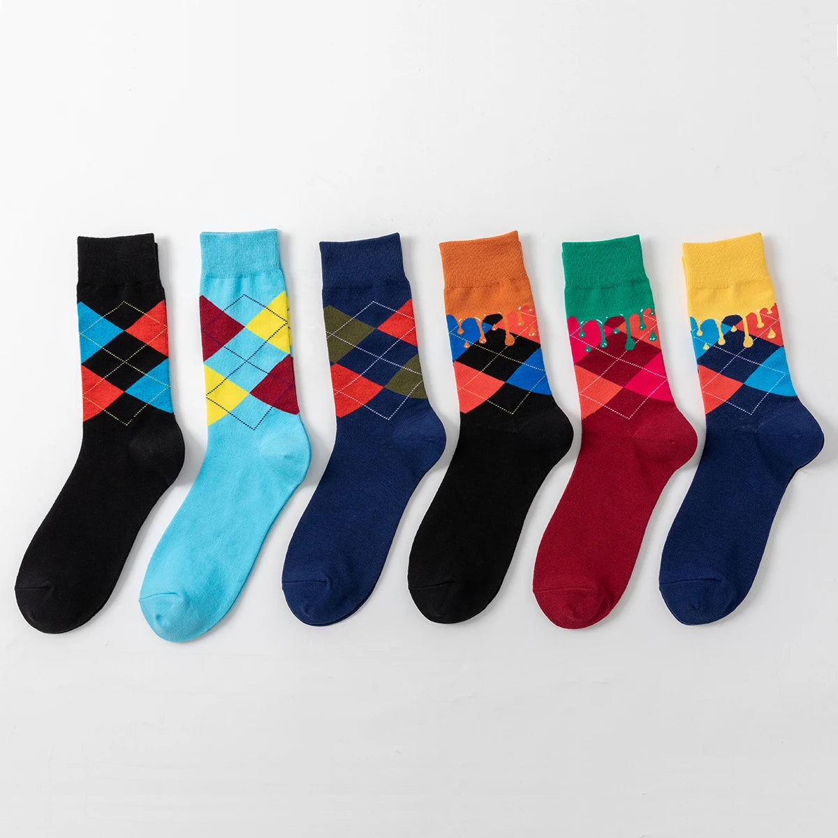 5-6 Pairs New High Quality Combed Cotton Men Socks Women Happy Fashion Novelty Skateboard Crew Casual Funny Socks for Men