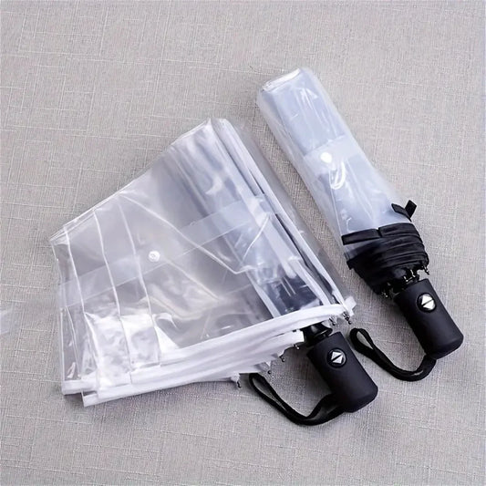 1Pc-Korean Transparent Umbrella Folding Automatic Open and Close Umbrella Mori Three-Fold Student Sunny Umbrella