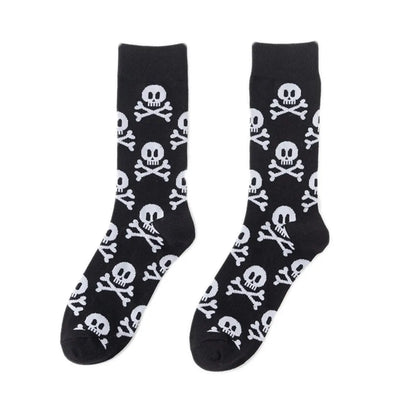 1 Pairs New Funky Skull Socks Men Tiger Cartoon Alien Novelty Hip Hop Orange Crazy Trend Socks Gift