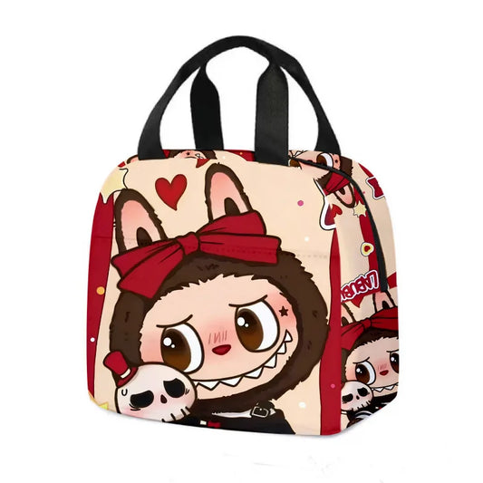 Kawaii Labubu Lunch Bag Cartoon Tote Bag Student Bento Bag Aluminum Foil Insulation Bag Lunch Box Bag