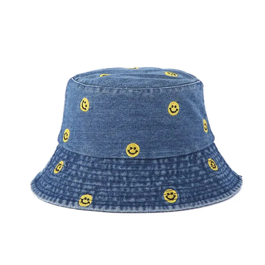 Spring Summer Strawberry Embroidery Denim Jeans Bucket Hat Legent Fisherman Hats for Women Foldable Sport Sun Beach Panama Caps