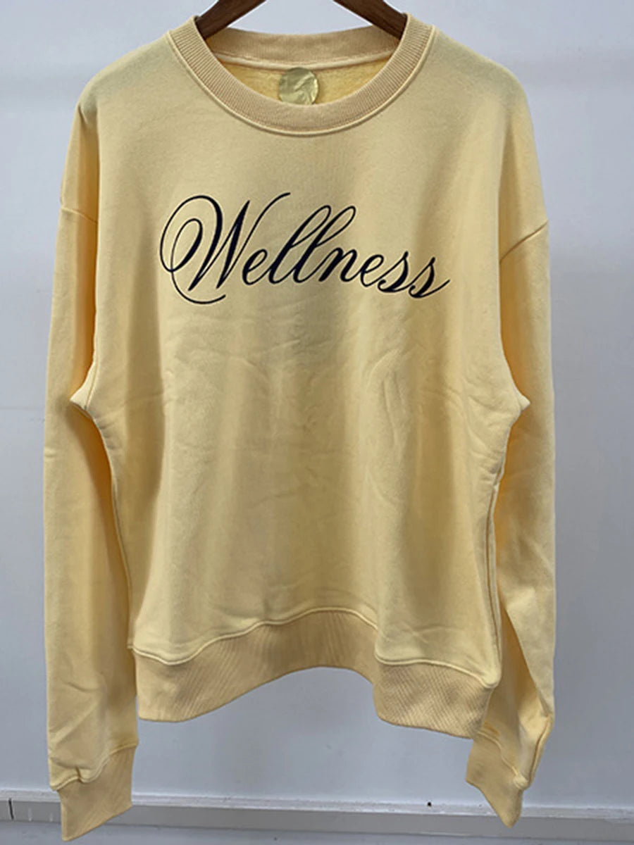 Letter Printed Sport Sweatshirts For Women Loose Casual Long Sleeve Hooded Sweatshirt 2024 New Streetwear Fashion Pullover Tops