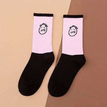 Mid Tube Cotton Socks for Sports Skateboarding with Unique Ghost Face Role-playing Design colour socks