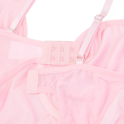 Ellolace Fancy Sexy Lingerie Girly Pink Corset Dress With Stocking g-String Tightening Matching 5-Piece Sissy Lace Onlyfans Kit