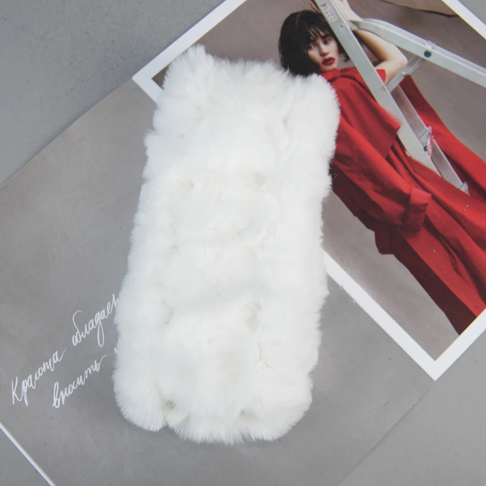 New Fashion Real Fur Hats Scarves Sets Women Winter Knitted Real Rex Rabbit Fur Hat Scarf Ladies Natural Fur Hats Mufflers Sets