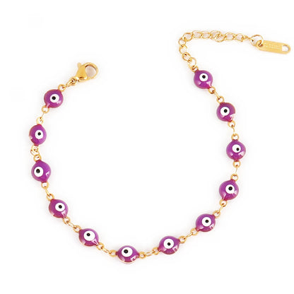316L Stainless Steel Enamel Turkish Evil Eye Bracelets For Women Colorful Evil Eye Charm Bracelets Female Jewelry Gift