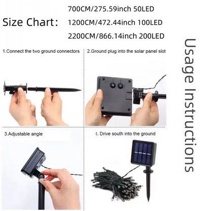 50/100 LED Solar String Light Fairy Garden Waterproof Outdoor Lamp 6V Garland for Christmas Xmas Holiday Party Home Decoration