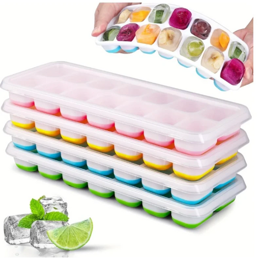 1 Pc Silicone Ice Cube Mold Easy-release Flexible Mold With Spill-resistant Removable Reusable Lidstackable Ice Tray With Cover