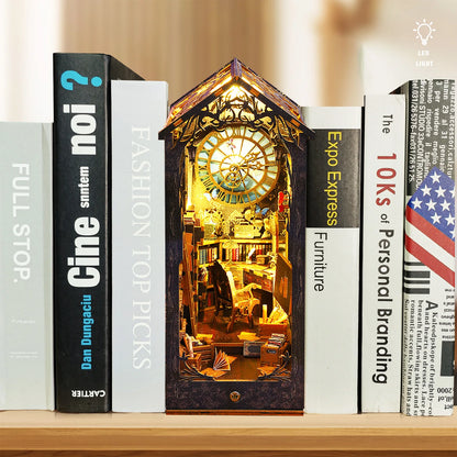 New DIY Book Nook Kit 3D Wooden Bookshelf Miniature Building Kits Home Decor Creative Model for Adults Halloween Christmas Gifts