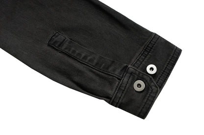 High Street Ribbons Dirty Washed Black Baggy Jeans Jacket for Men and Women Harajuku Y2k Casual Denim Coat Oversized Clothes