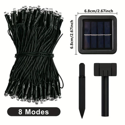 Solar LED String Lights Waterproof with 8 Lighting Modes Twinkling Solar Powered Fairy Lights for Outdoor Christmas Decoration