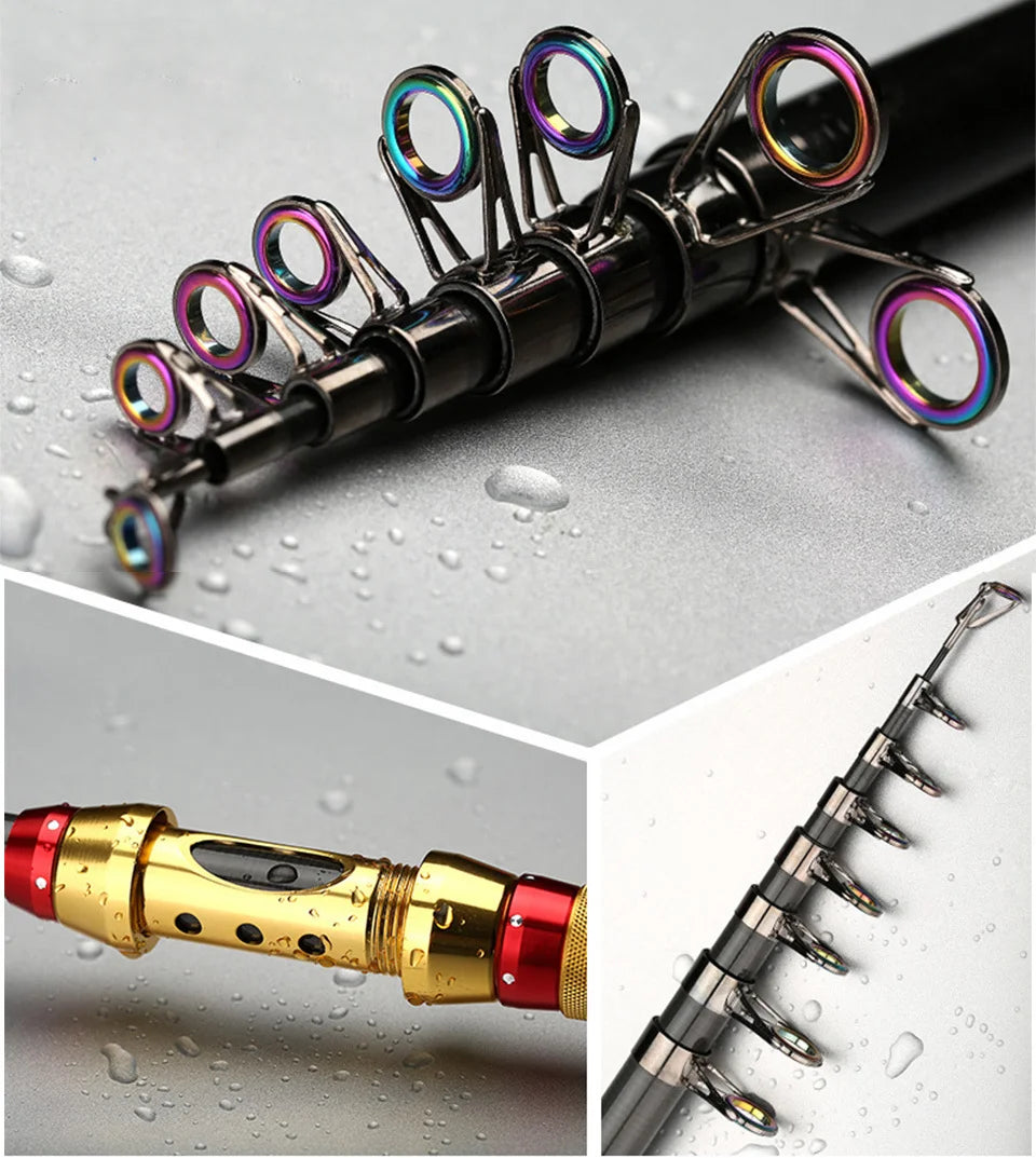 Yernea Short Sea Fishing Rods Fiber Telescopic Fishing Rod  99% Carbon 1.8-3.6M Spinning Telescopic Fishing Tackle Spinning Rod