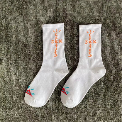 Mid Tube Cotton Socks for Sports Skateboarding with Unique Ghost Face Role-playing Design colour socks