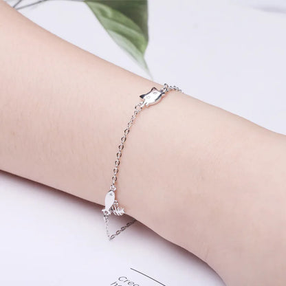 VENTFILLE 925 Sterling Silver Diamond-Studded Butterfly Bracelet Women's Fashion Temperament Flower Adjustable Bracelet