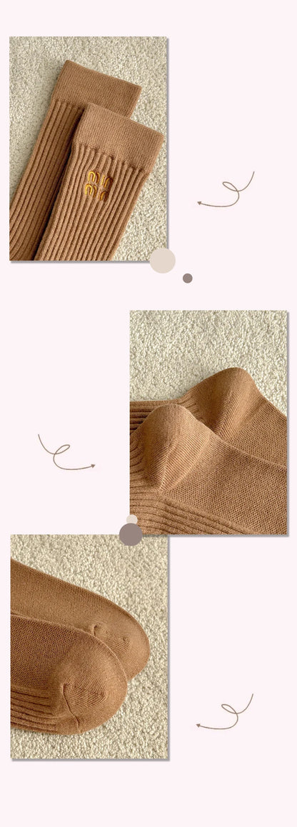 5 Pairs Socks Letter Designer Women Socks Luxury Brands Embroidered Striped Double-needle Mid-Tube Fashion Solid Cotton Socks