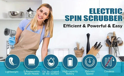 6-in-1 Electric Cleaning Brush Home Appliances Wireless Electric Floor Scrubber Replaceable Brush Head Bathroom Kitchen