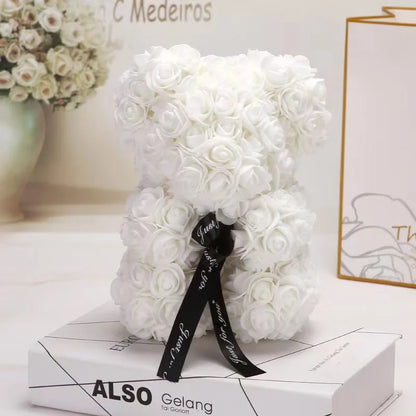 Romantic Valentine's Day Creative Eternal Flower Rose Bear Christmas Gift Rose Bear Hug Bear Wedding Flower Decoration Gift