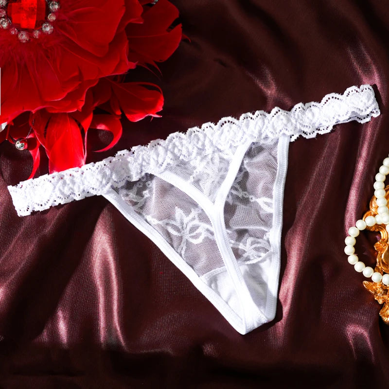 Sexy G String Underwear Women Perspective Panties Low Waist Briefs Female Hollow Out Lingerie Solid Color Thongs