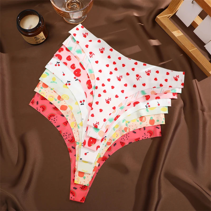FINETOO 4Pcs Ultra Soft Underwear For Women Sexy Graphic Print Seamless Thongs Female Stretch Leopard G Strings Comfort Lingerie