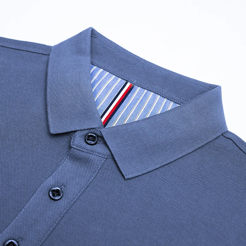 New Men's Casual and Fashionable Embroidered Long Sleeved Polo Shirt Comfortable Breathable and Versatile Summer Top