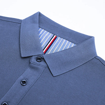 New Men's Casual and Fashionable Embroidered Long Sleeved Polo Shirt Comfortable Breathable and Versatile Summer Top