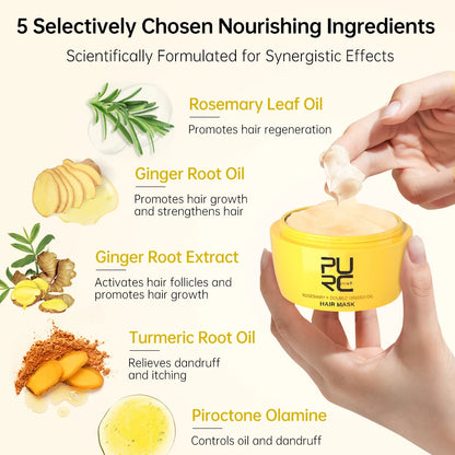 PURC Ginger Hair Mask Rosemary Hair Treatment Smoothing Repair Damaged Nourish Masks Hair Care Products