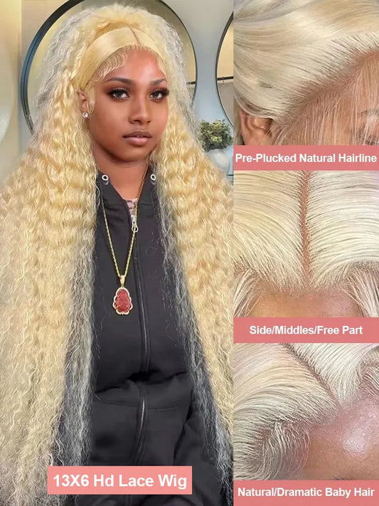 613 HD Lace Frontal Wig 13x4 Deep Loose Wave Transparent Remy Color Front Human Hair Wig 13x6 Blonde Water Curly Human Hair Wig