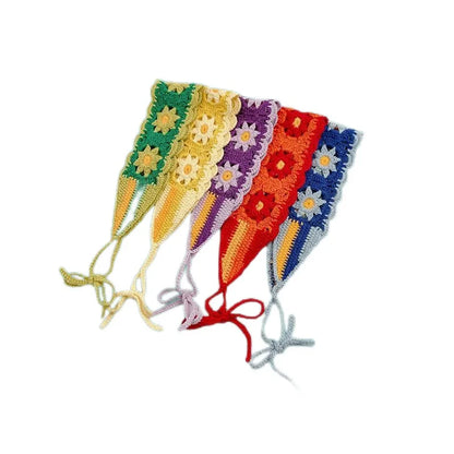 Cartoon Crochet Mushroom Hair Bands Vintage Fashion Hair Scarf For Women Flower Knit Holiday Headband Headwrap Hair Accessories