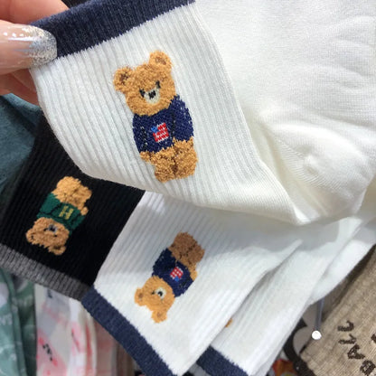Good Quality Cartoon Elegant Lady Bear Women's  Cute Socks Cotton Harajuku Style Woman Novelty Breathable Sox Christmas Gifts