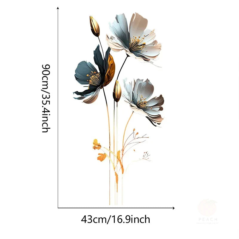 1PCS Simulation Three-Dimensional Relief Texture Flowers Bedroom Home Decoration Wall Stickers Self-Adhesive