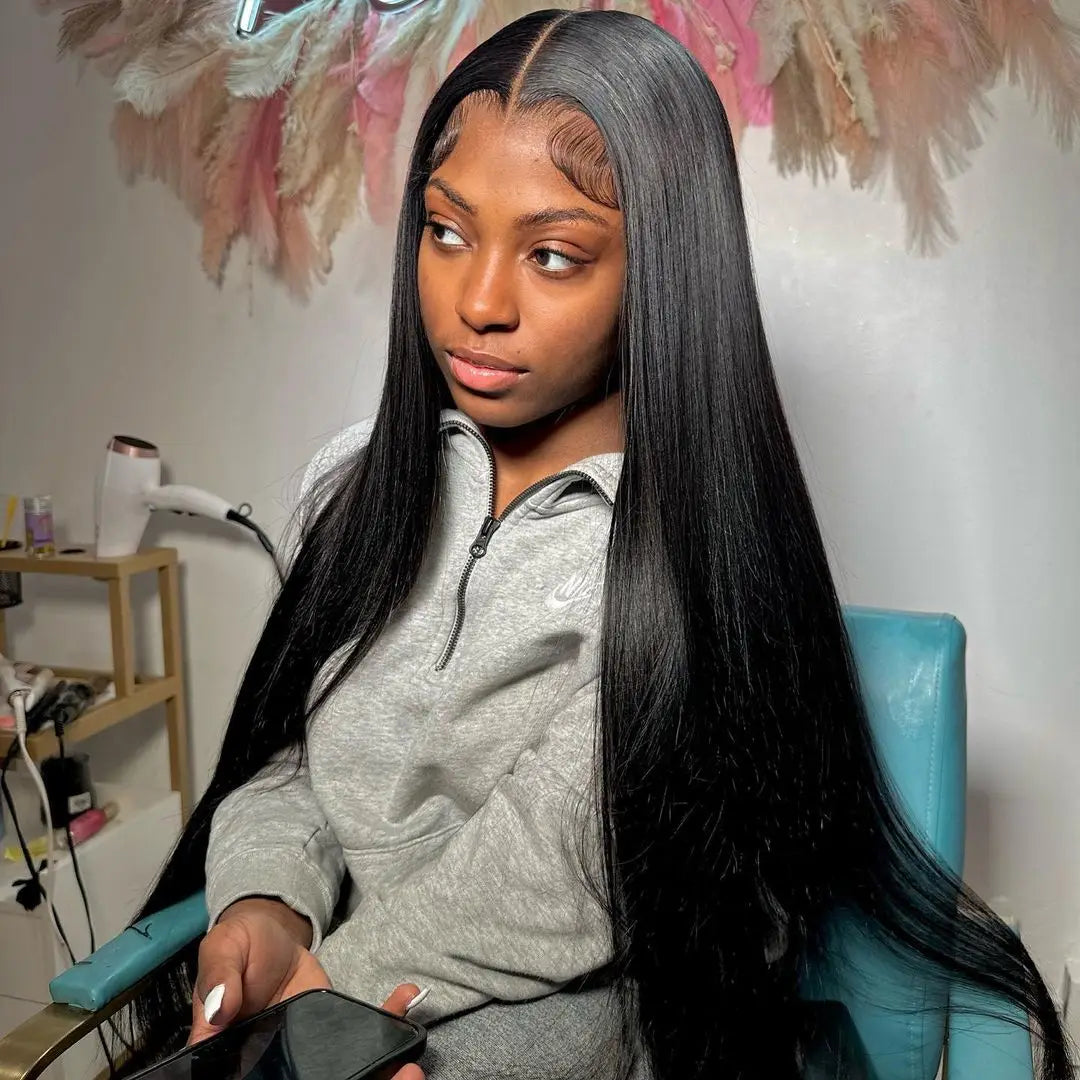 300% High Density 40 46 Inch Bone Straight 13x6 HD Lace Front Wigs Human Hair Brazilian 13x4 360 Full Lace Frontal Wig Pre Pluck