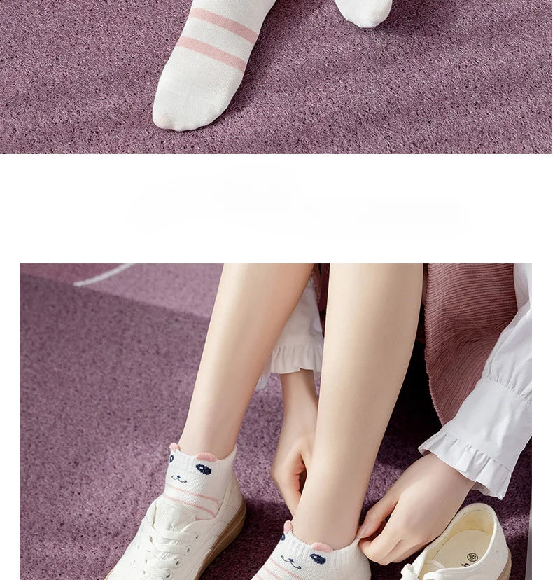 5 Pairs Lolita Japanese Woman Cute White Short Socks Set Girl Spring Summer Sweet Ruffle Lovely Cotton Socks For Women