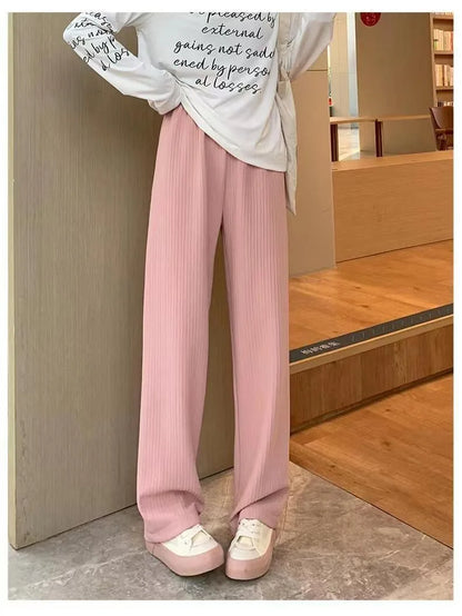 2025 summer new bubble milk puff cloud pants women high waist draped narrow straight casual pants cloud puff wide leg pants