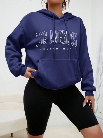 Women's Hoodies Los Angeles California Letter Printing Pocket Hoodie Casual Oversize Long Sleeve Clothes New In sweatshirts
