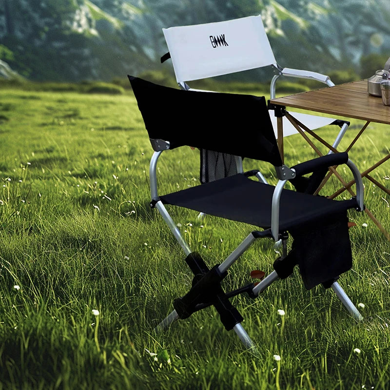 Outdoor Foldable Director's Chair Camping Beach Fishing Chair Aluminum Alloy Travel Hiking Picnic Seat Travel Furniture