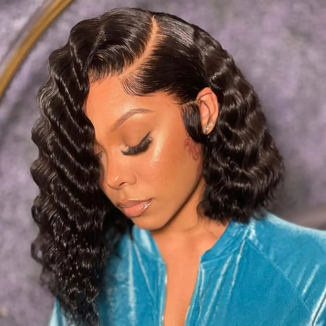 Brazilian Deep Wave Bob Wig 13x4 Lace Frontal Wig Human Hair Natural Hairline Remy Short Curly Closure Wig Preplucked Baby Hair
