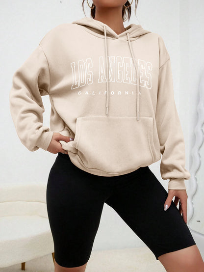 Women's Hoodies Los Angeles California Letter Printing Pocket Hoodie Casual Oversize Long Sleeve Clothes New In sweatshirts