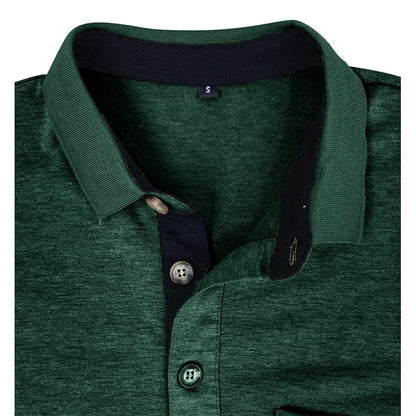 Spring Trend Men's Long Sleeve Casual Tshirt Solid Lapel Button Up Pullover Tops Autumn Turn Down Collar Bottoming Polo Shirt