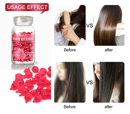 30Pcs Anti Hair Loss Hair Vitamin Capsule Oil Keratin Complex Oil Smooth Silky Hair Serum Hair Mask Repair Frizz Damaged Sevich
