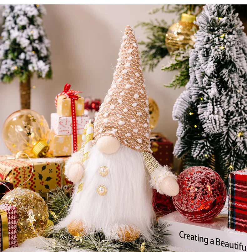 30cm Glowing Gnome Christmas Decorations 2024 Faceless Plush Dolls elf Home Ornaments Navidad New Year 2024 Gift