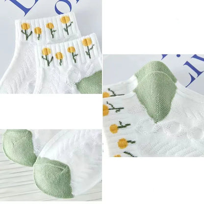 5 Pairs Lolita Japanese Woman Cute White Short Socks Set Girl Spring Summer Sweet Ruffle Lovely Cotton Socks For Women