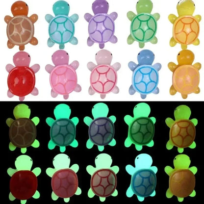 50 Pcs Cute Mini Luminous Turtle Ornaments Glowing in The Dark Miniatures Turtle Micro Landscape Kids Toys Home Decor Gift