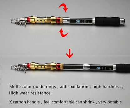 Yernea Short Sea Fishing Rods Fiber Telescopic Fishing Rod  99% Carbon 1.8-3.6M Spinning Telescopic Fishing Tackle Spinning Rod