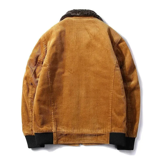 Male Thermal Windbreaker Plus Size Men's Warm Winter Corduroy Jackets and Coats Fur Collar Winter Casual Jacket Outwear