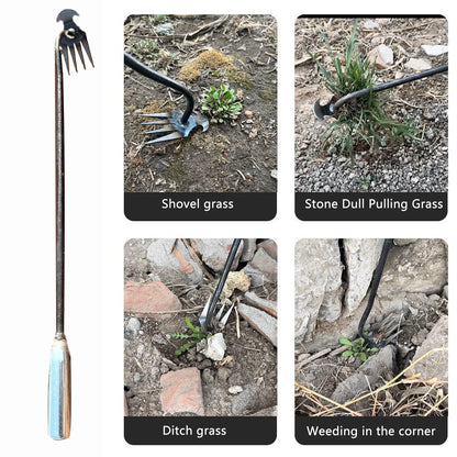 Hand Weeder Tool with Long Handle Manual Weed Digger for Yard Lawn Farmhouse Gardening