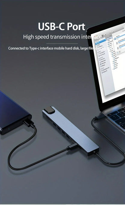 10 in 1 USB C HUB 4K30Hz Docking Station Type C to HDTV-Compatible RJ45 Ethernet PD100W for MacBook iPad Huawei Sumsang Phone