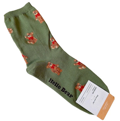 Good Quality Cartoon Elegant Lady Bear Women's  Cute Socks Cotton Harajuku Style Woman Novelty Breathable Sox Christmas Gifts